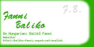 fanni baliko business card